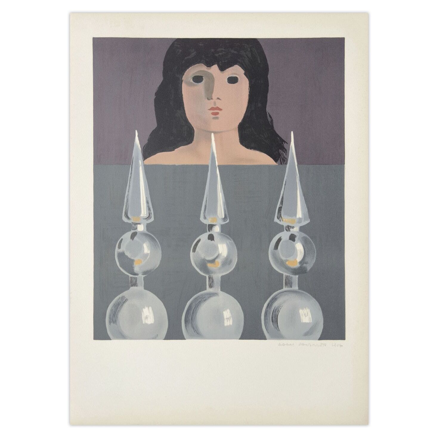 Adam  Saulnier Signed Lithograph Portrait De Femme 1967