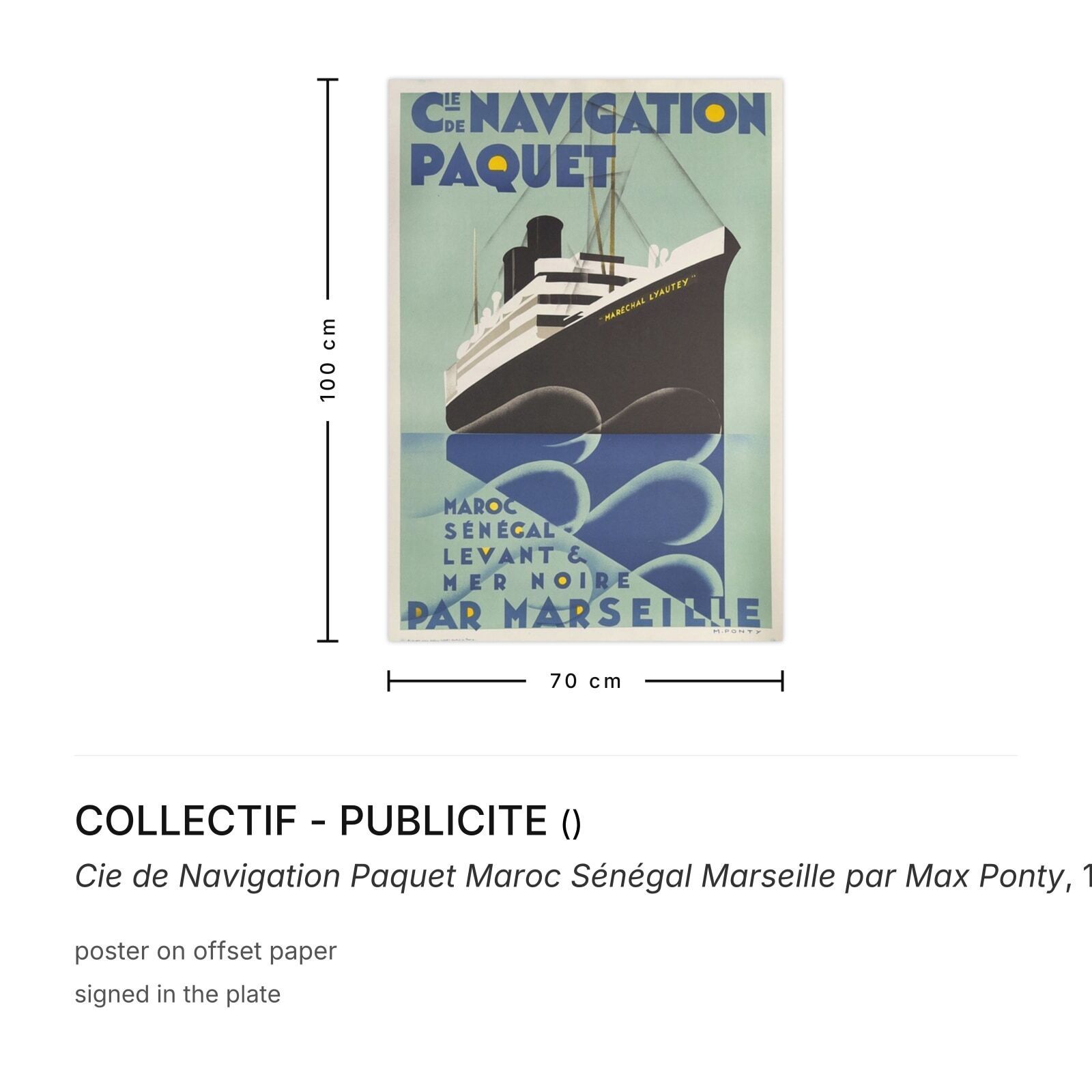 Collectif   Publicite Poster Cie De Navigation Paquet Maroc Sénégal Marseille Par Max Ponty 1989 photo furniture
