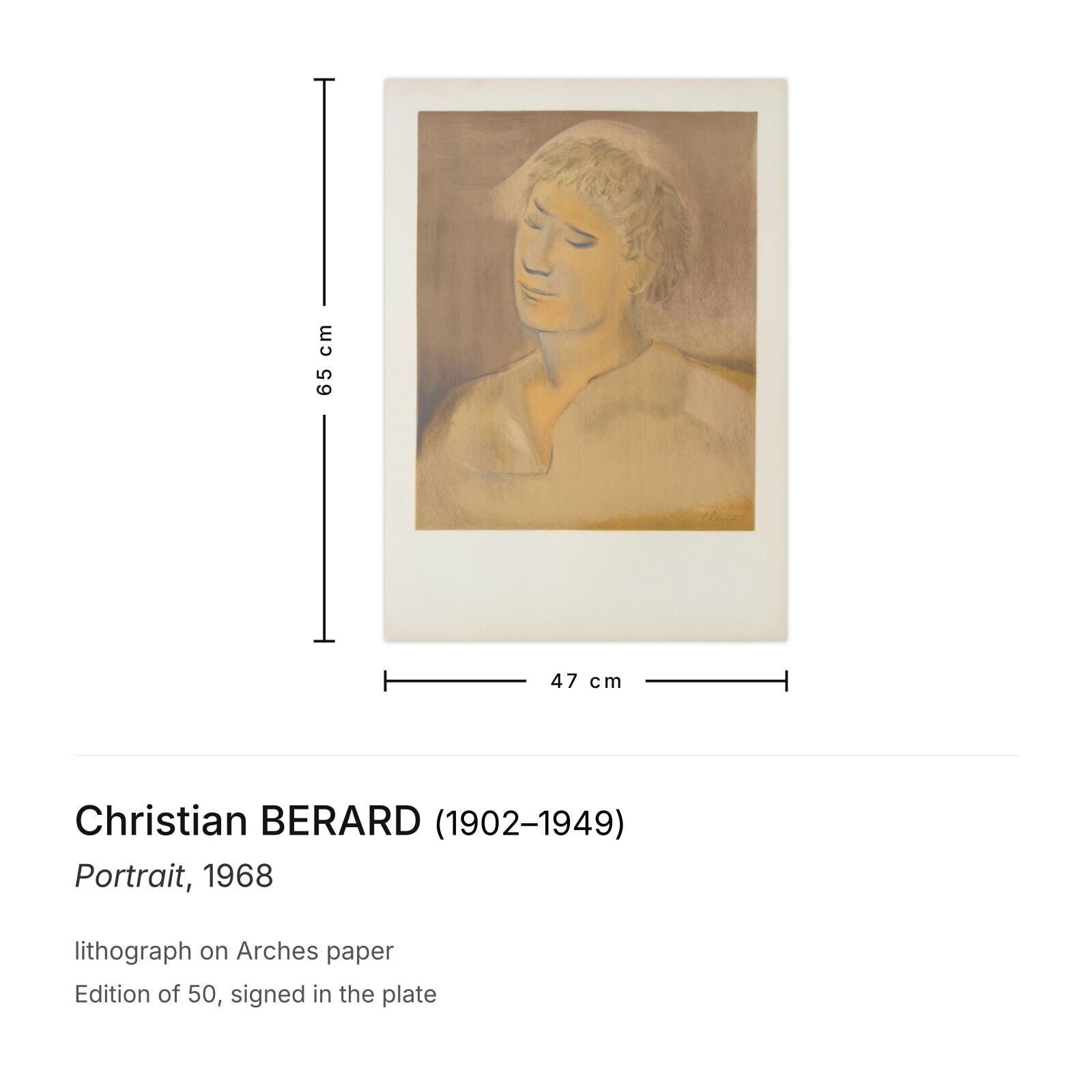 Christian Berard Lithografie Portret 1968 photo furniture