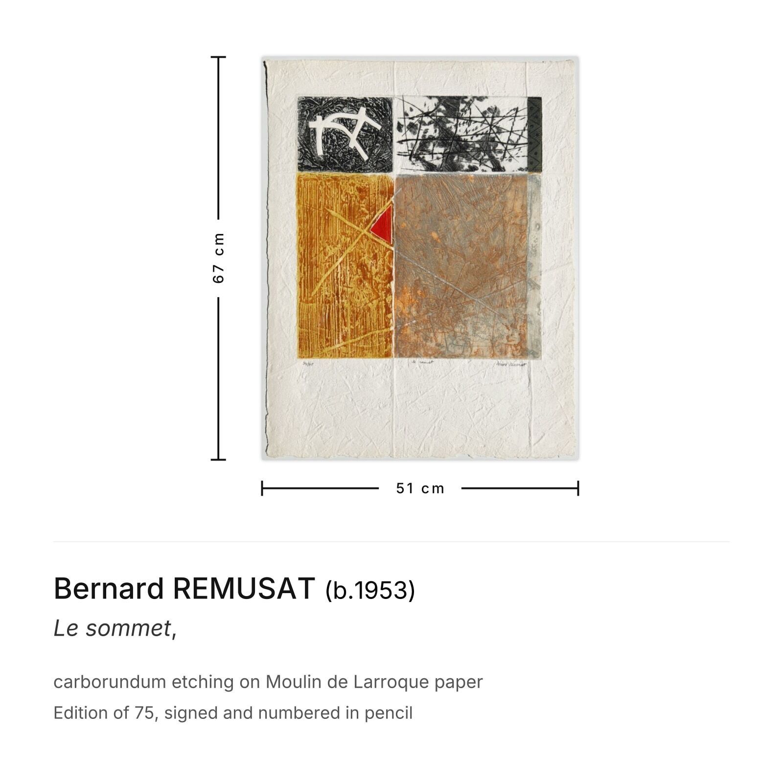 Bernard Remusat Gesigneerde Carborundum Ets Le Sommet photo furniture