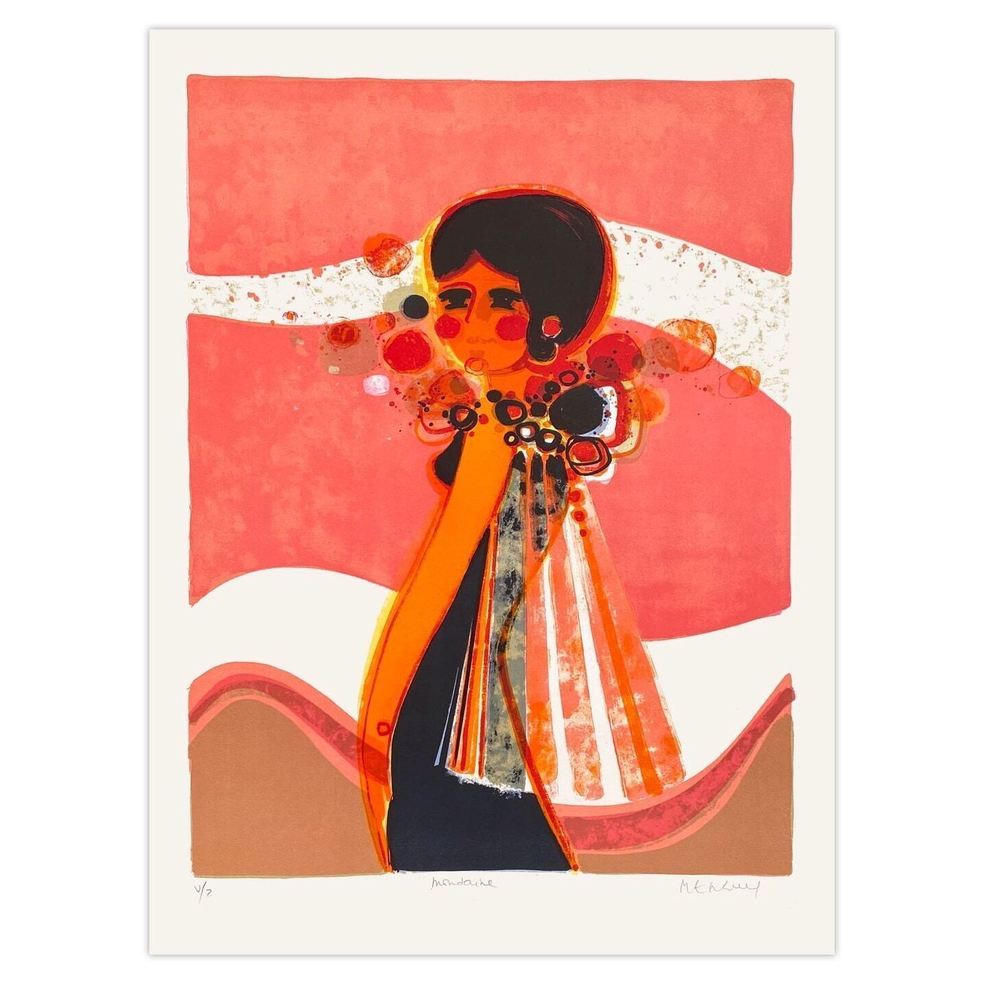 Lithographie signée Frédéric Menguy 1975 Les Angéliques La Mondaine (Avec Marges)