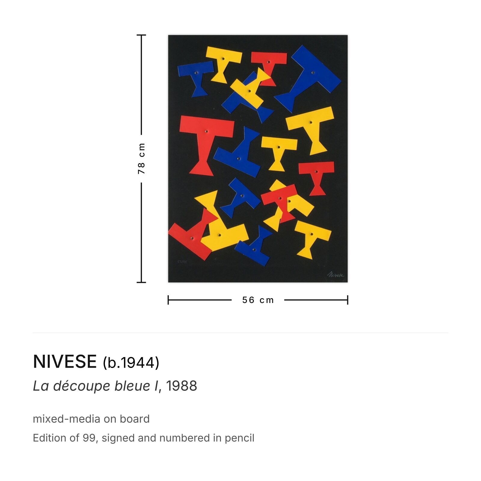 Nivese Signed Mixed Media La Découpe Bleue I 1988 photo furniture