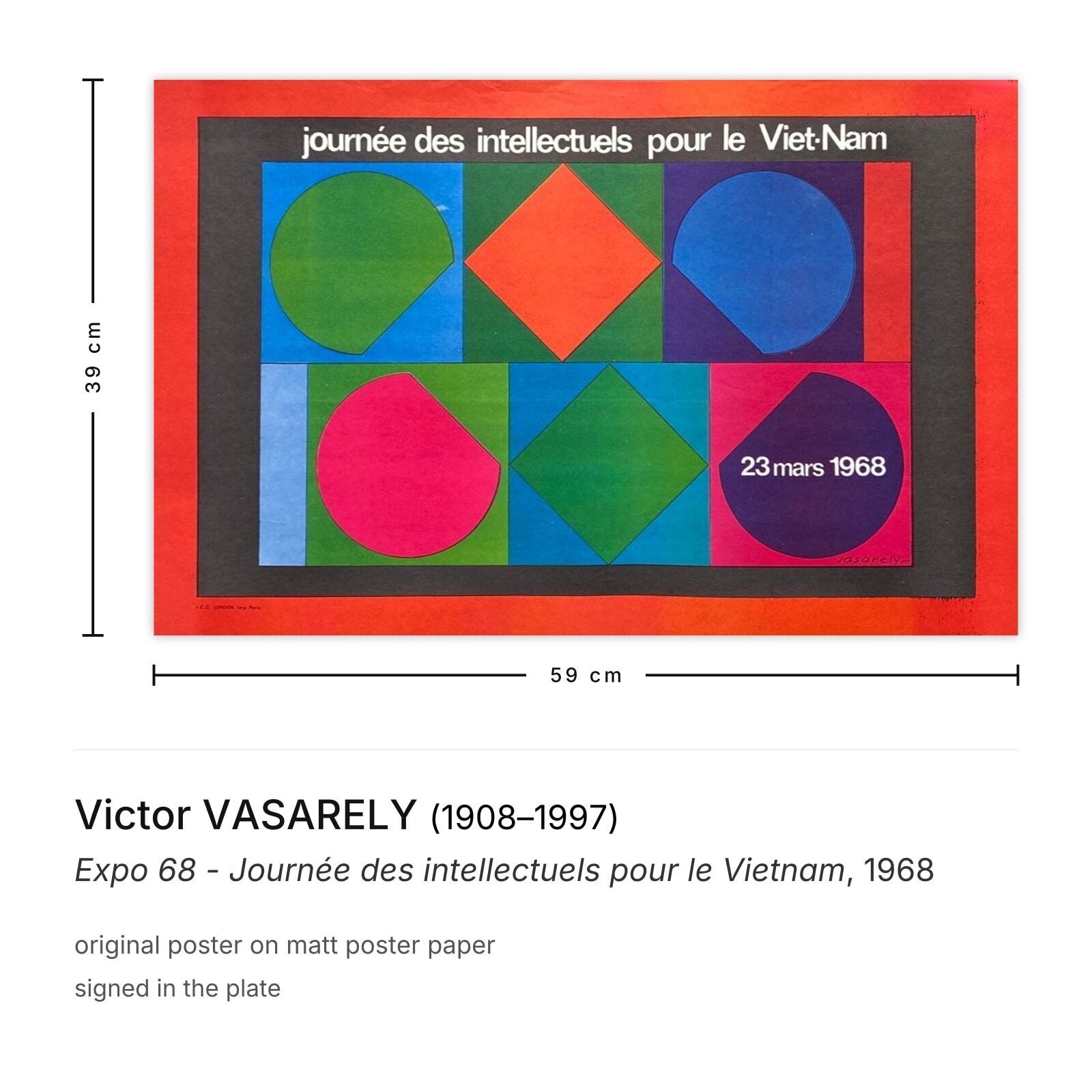 Victor Vasarely Poster Expo 68   Journée Des Intellectuels Pour Le Vietnam photo furniture