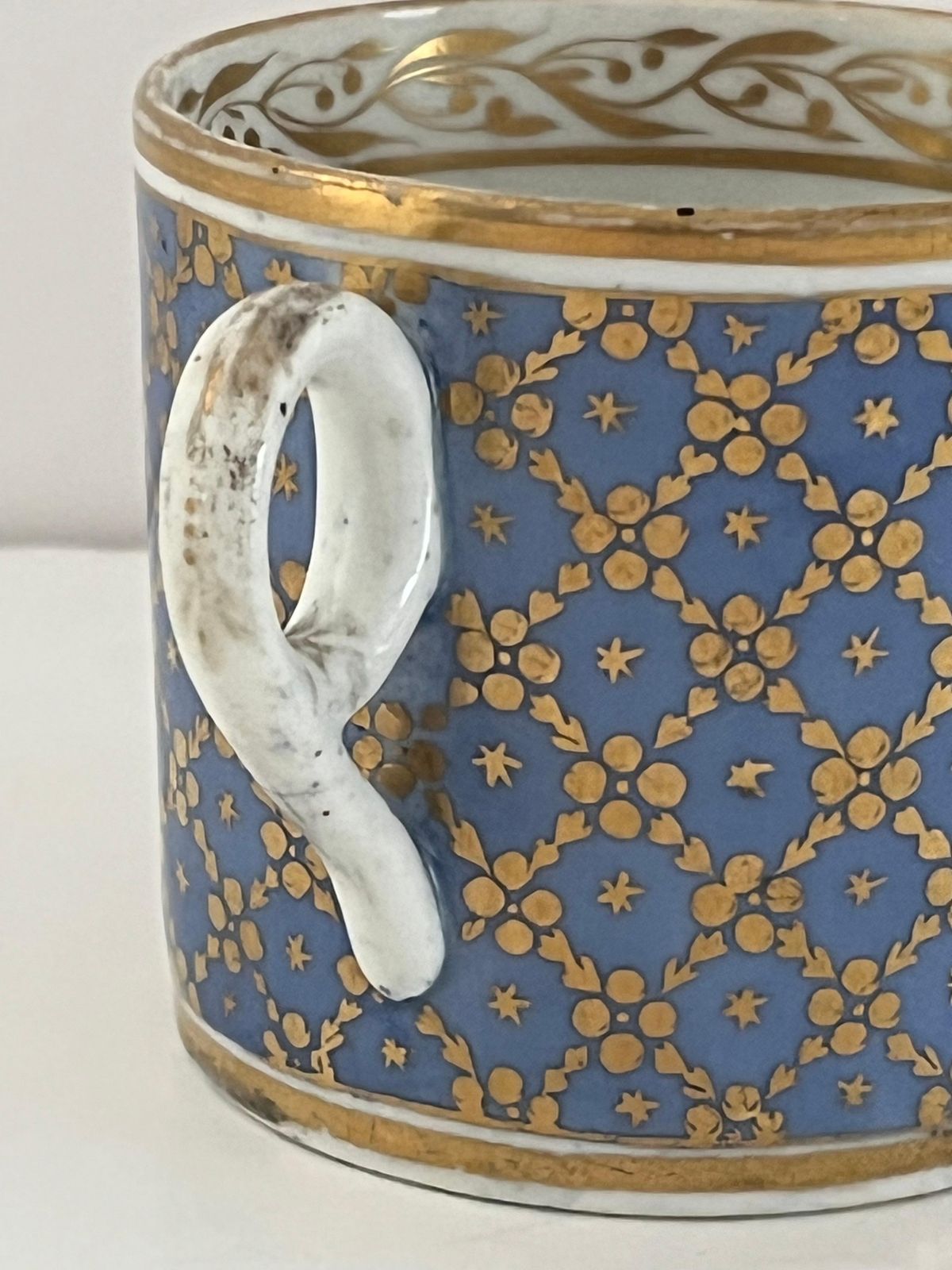 Georgian Period Porcelain Coffee, Minton Or New Hall, Gilt On Blue, Ca 1810 photo 265.0