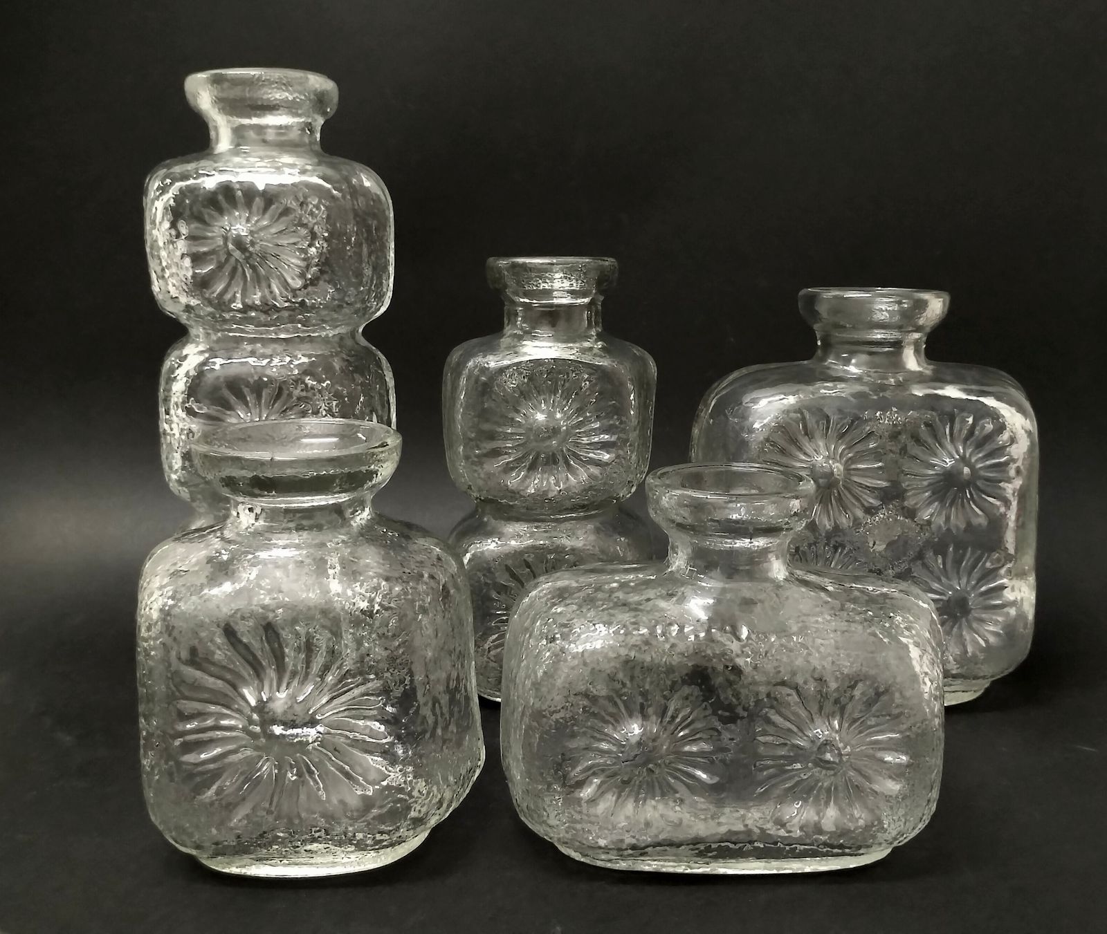 5x Vases "Daisy" By Pavel Pánek / Sklo Union