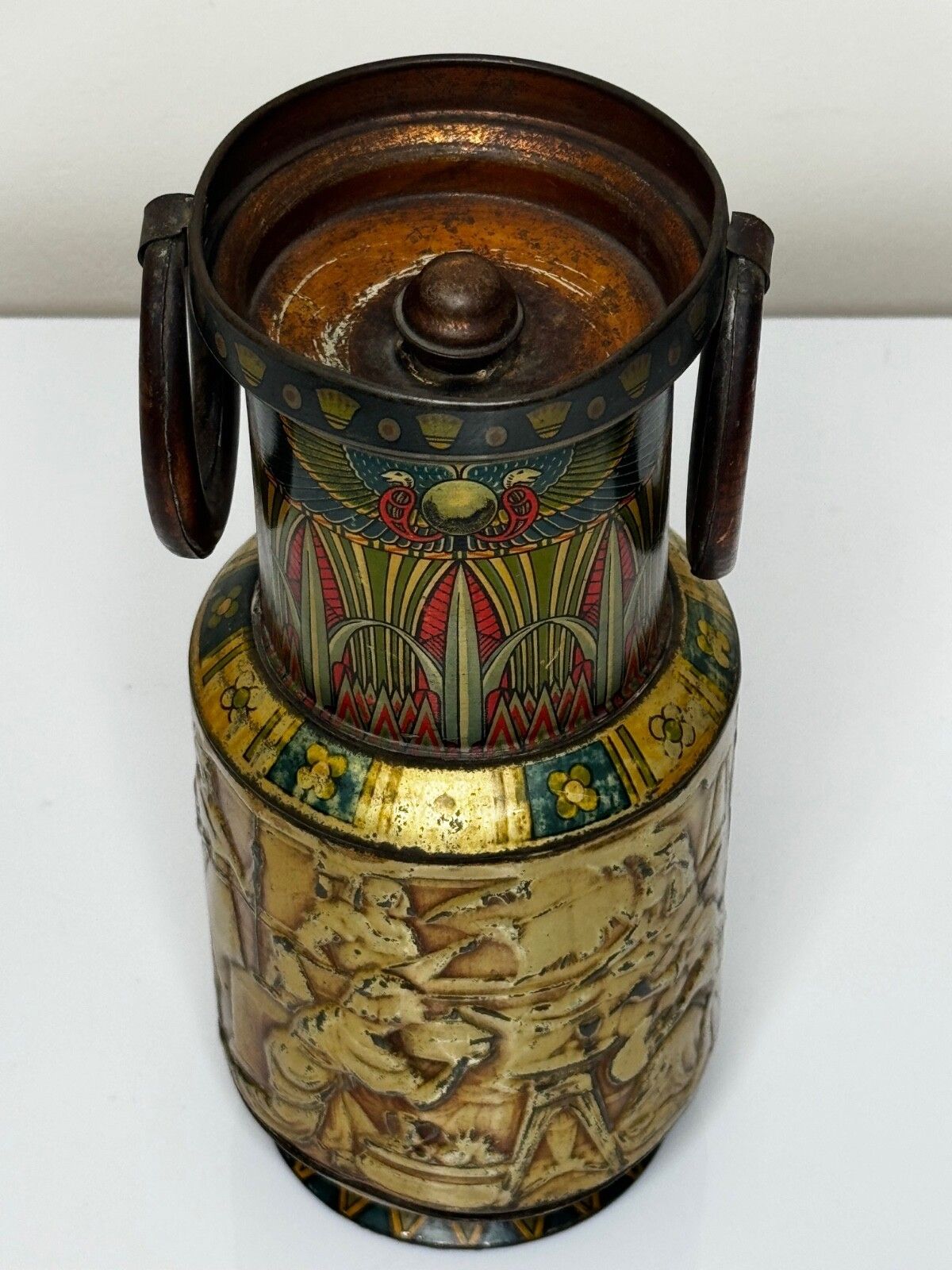 Begin 20e eeuw Biscuittrommel Egyptische Vaas Huntley & Palmers photo furniture