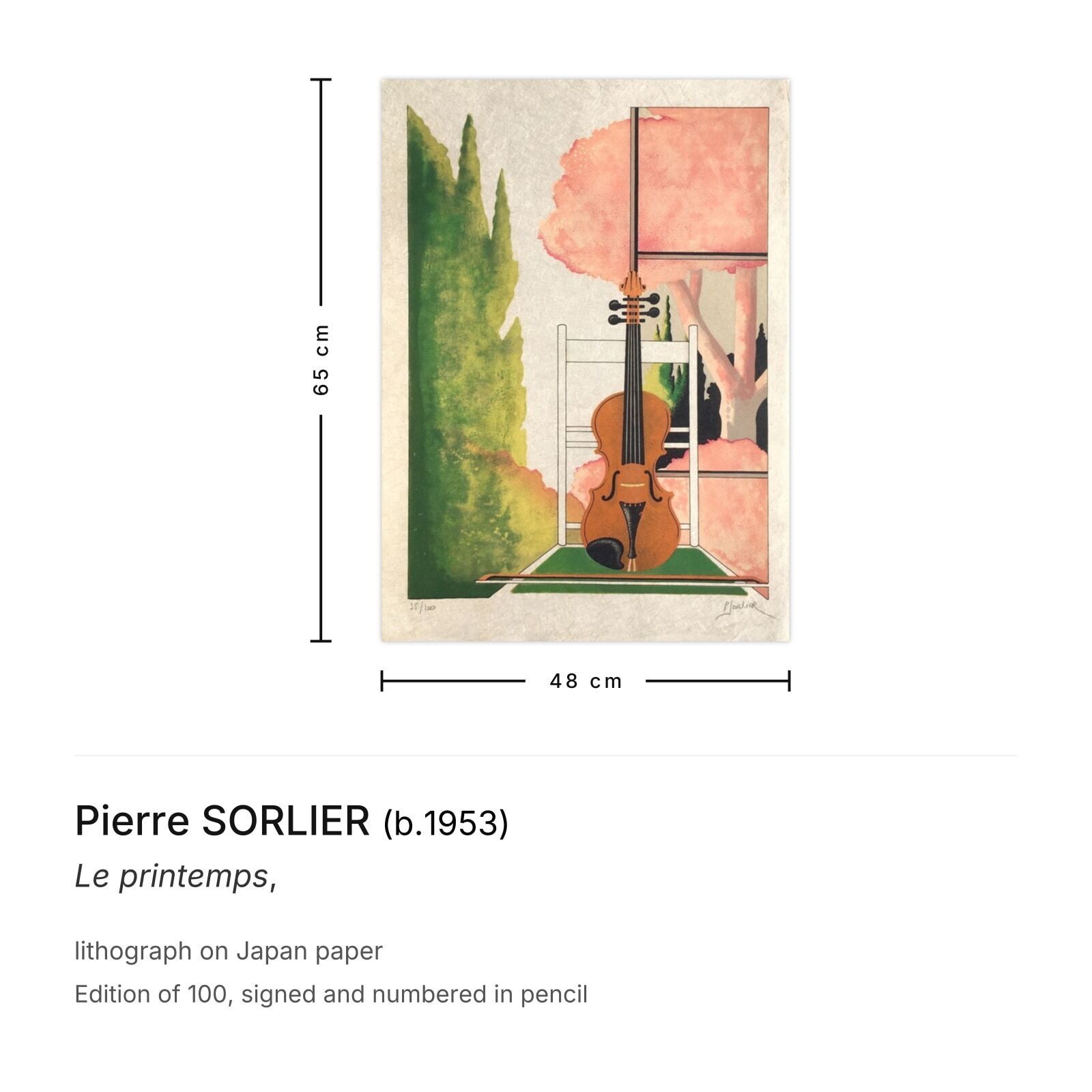 Pierre Sorlier Gesigneerde Lithografie Le Printemps photo furniture