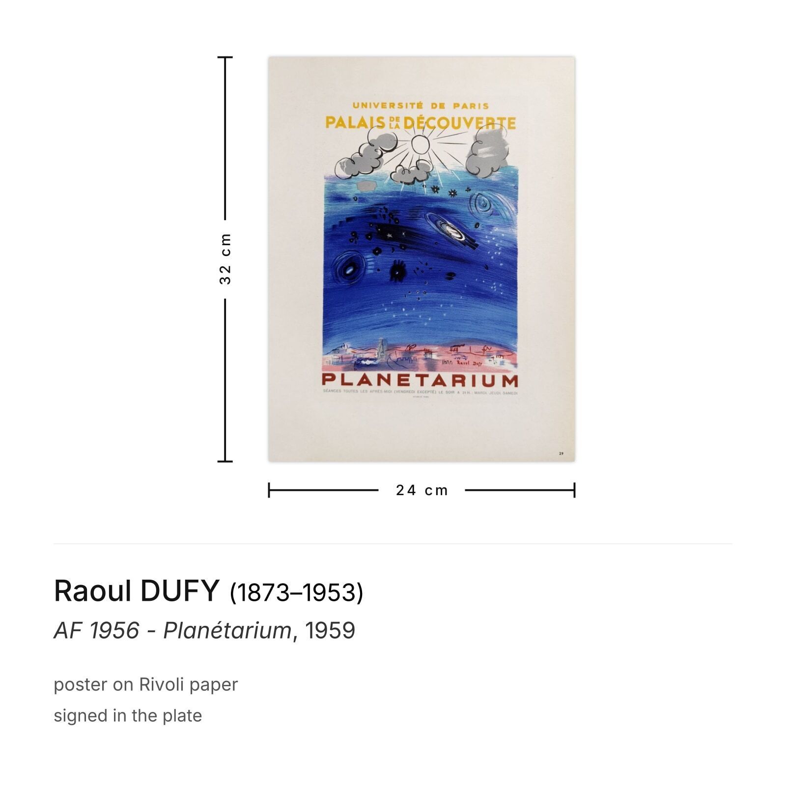 Raoul Dufy Poster Af 1956   Planétarium 1959 photo furniture