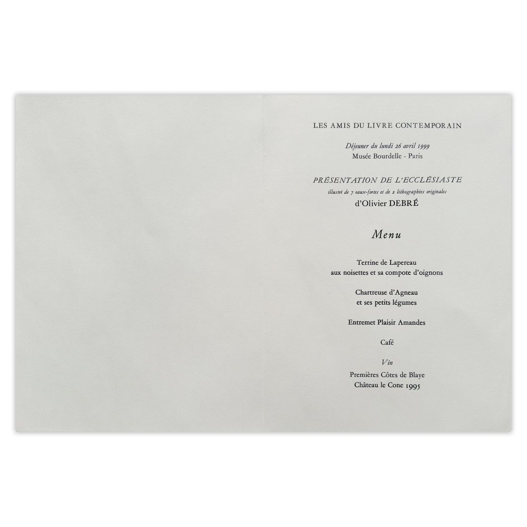 Olivier Debre Lithografie Menu Amis Du Livre Contemporain 1999 photo Kunst