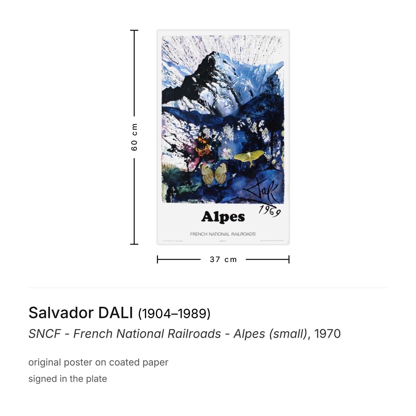 Salvador Dali Poster Sncf   French National Railroads   Alpes (Small) 1970 photo furniture