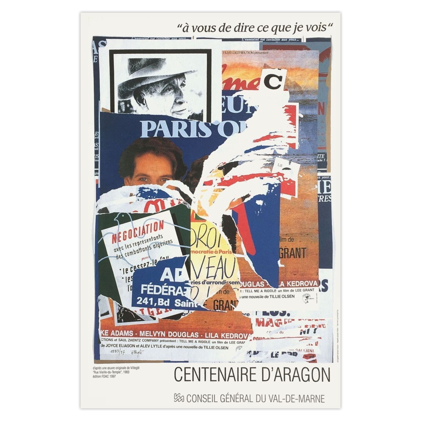 Jacques Villegle Poster Centenaire D'aragon 1997