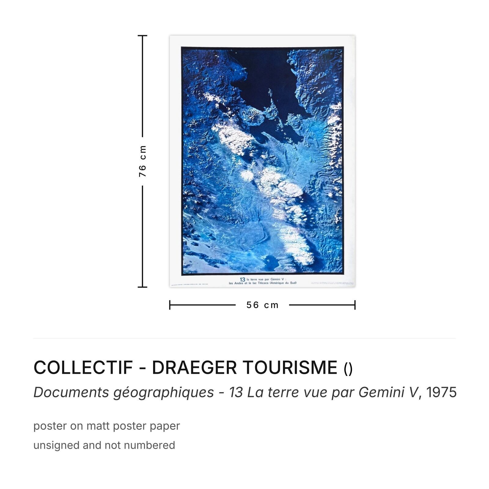 Collectif   Draeger Tourisme Poster Documents Géographiques   13 La Terre Vue Par Gemini V 1975 photo furniture