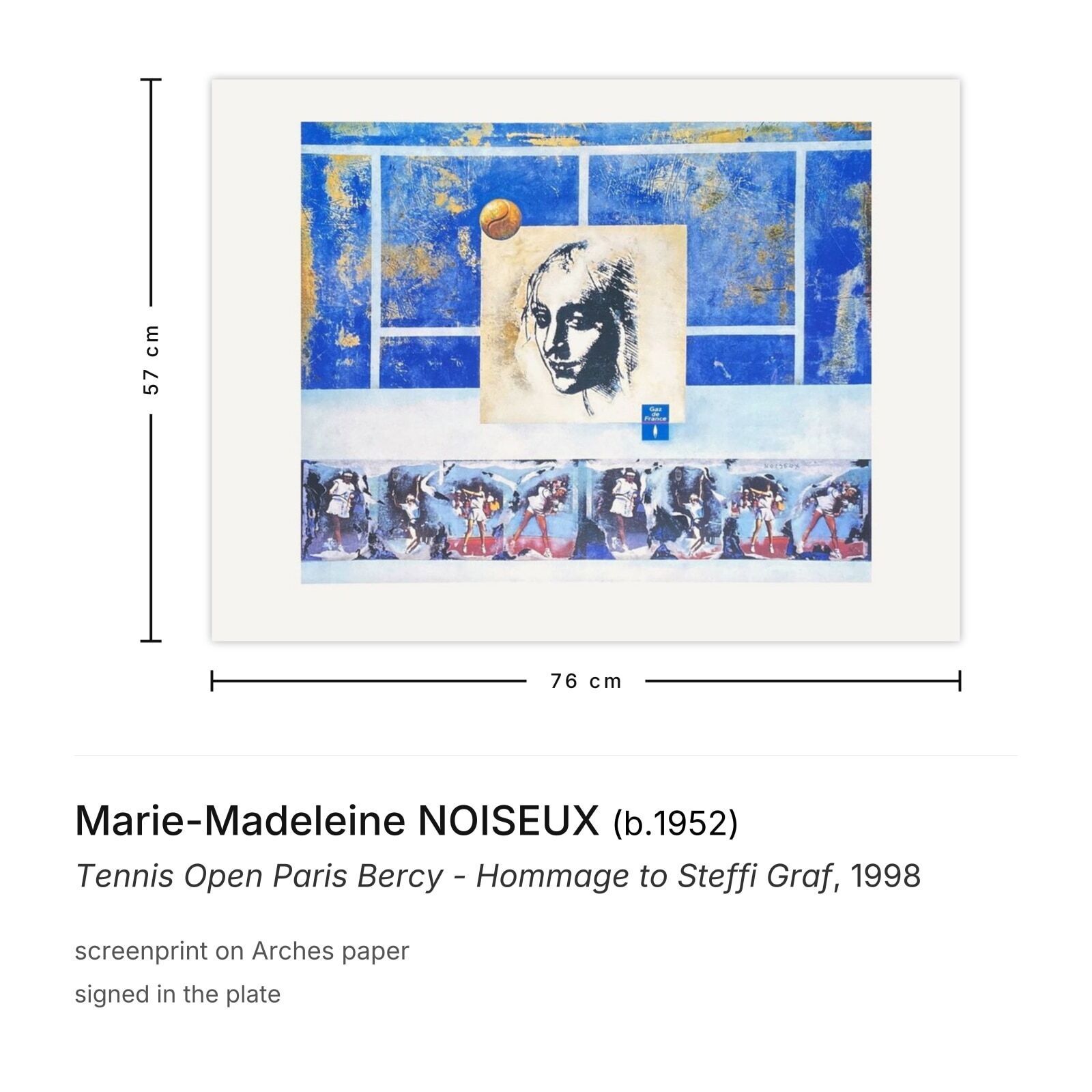 Marie Madeleine Noiseux, sérigraphie Tennis Open Paris Bercy, Hommage To Steffi Graf, 1998 photo furniture