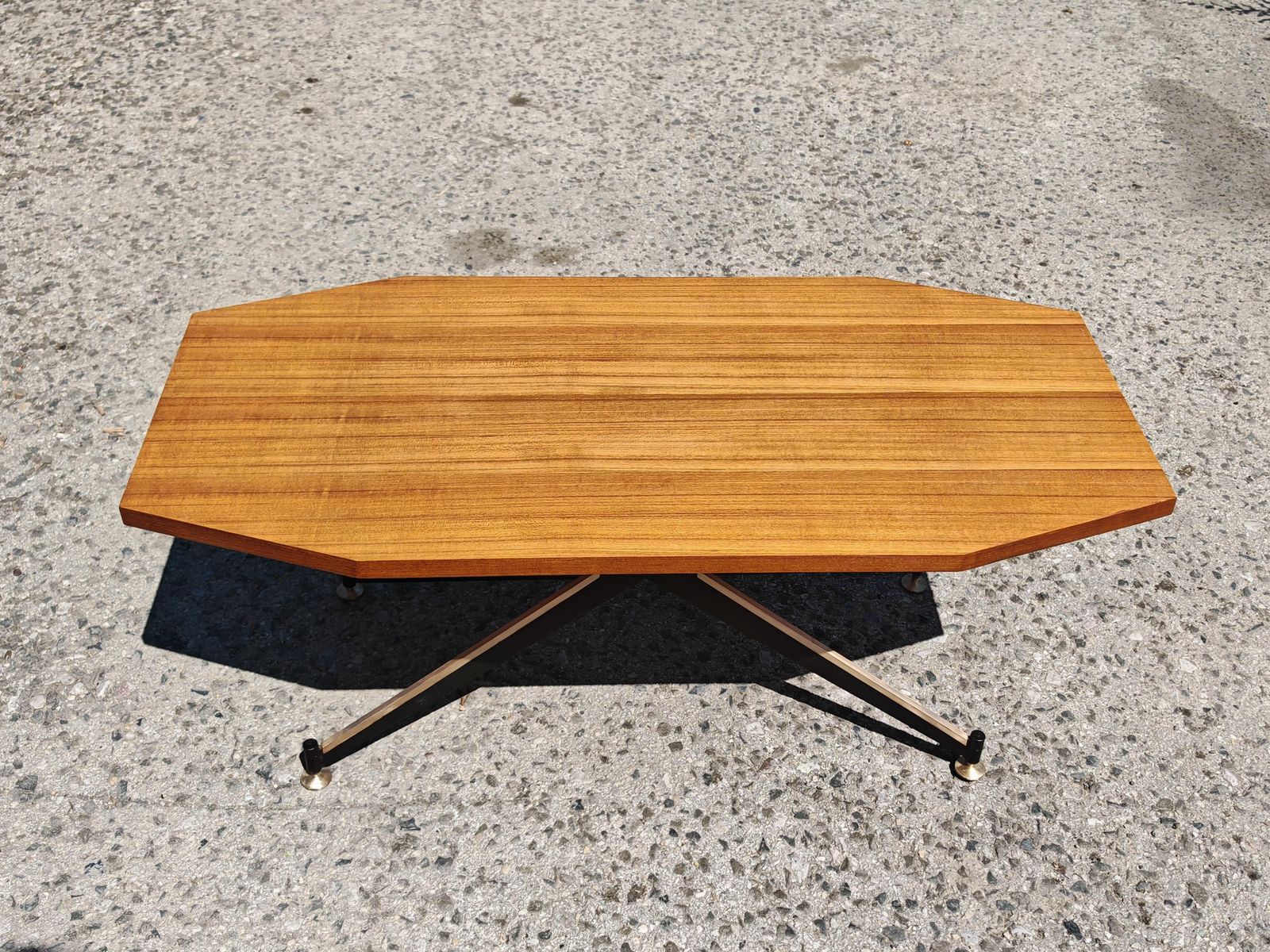 photo for sale Mid Century Coffee Table In Mahogany, Iron And Brass Attr. To Carlo Ratti, Italy
