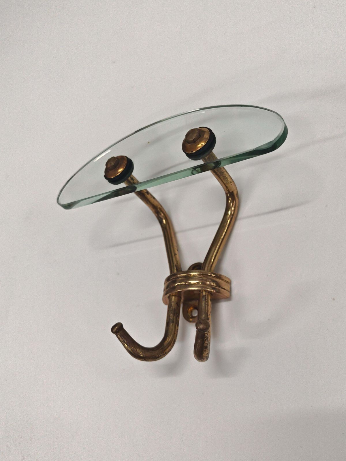 photo for sale Mid-Century kapstokhaakjes, Murano-glas en messing, toegeschreven aan Pier Luigi Colli, Italië