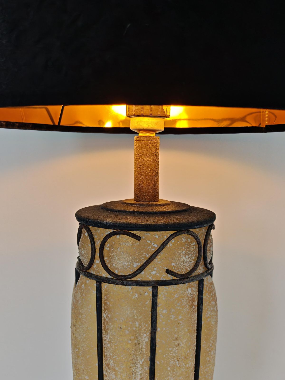 photo for sale Large Textured Glass Table Lamp By Le Dauphine, France, 1970s