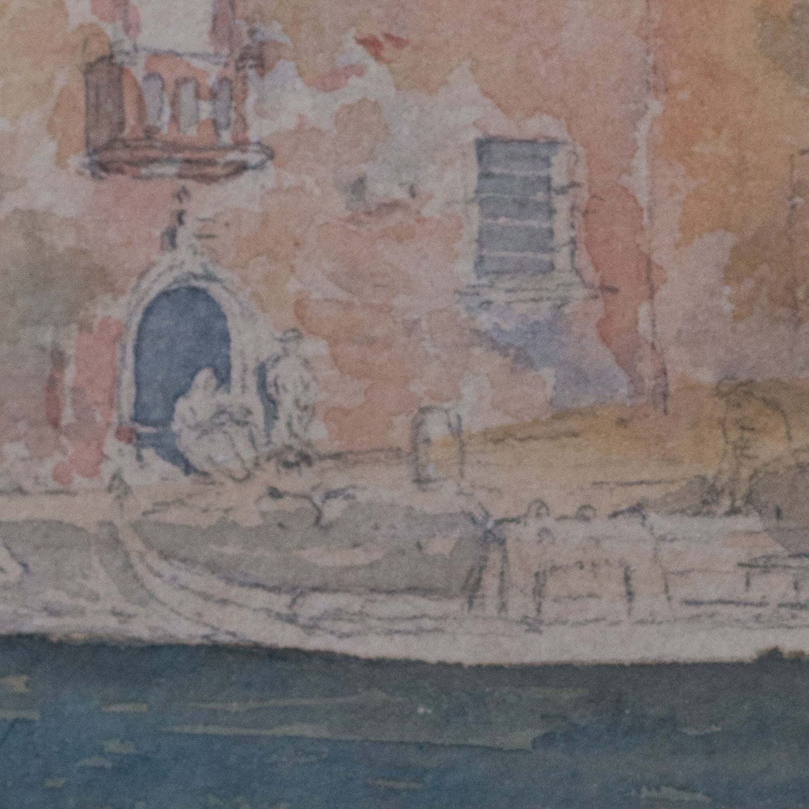 Venetiaans kanaallandschap in aquarel, kunstenaar onbekend photo 880.0