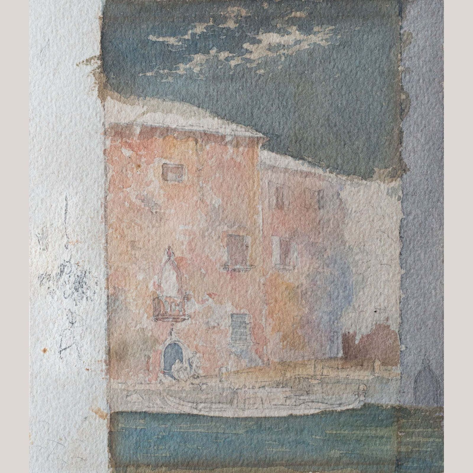 Venetiaans kanaallandschap in aquarel, kunstenaar onbekend photo vinterior
