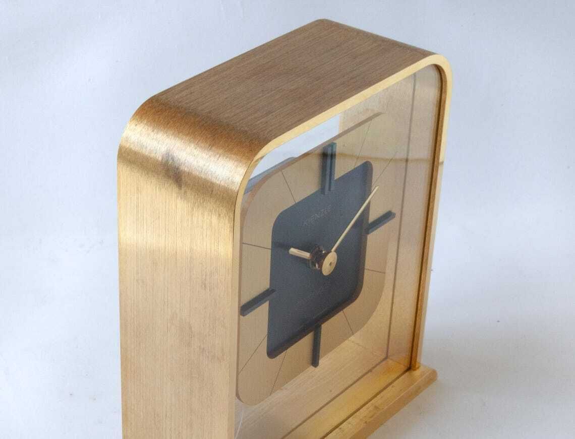 Verguld KIENZLE bureauklok – Mid-Century Lucent transparant ontwerp – Duitsland photo buy