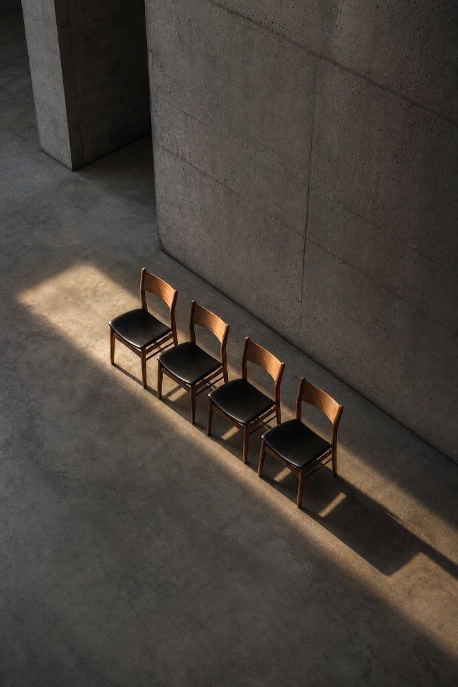 Mid-Century Scandinavisch Modern eetkamerstoelen in beuk en teak, jaren 1960, set van 4 photo vintage