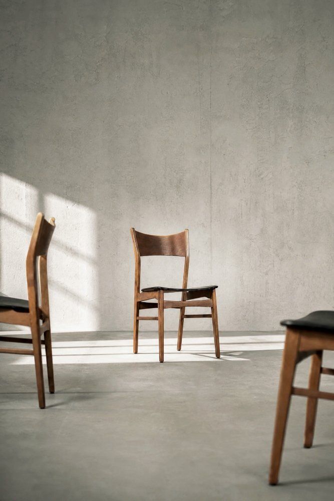 photo for sale Mid-Century Scandinavisch Modern eetkamerstoelen in beuk en teak, jaren 1960, set van 4
