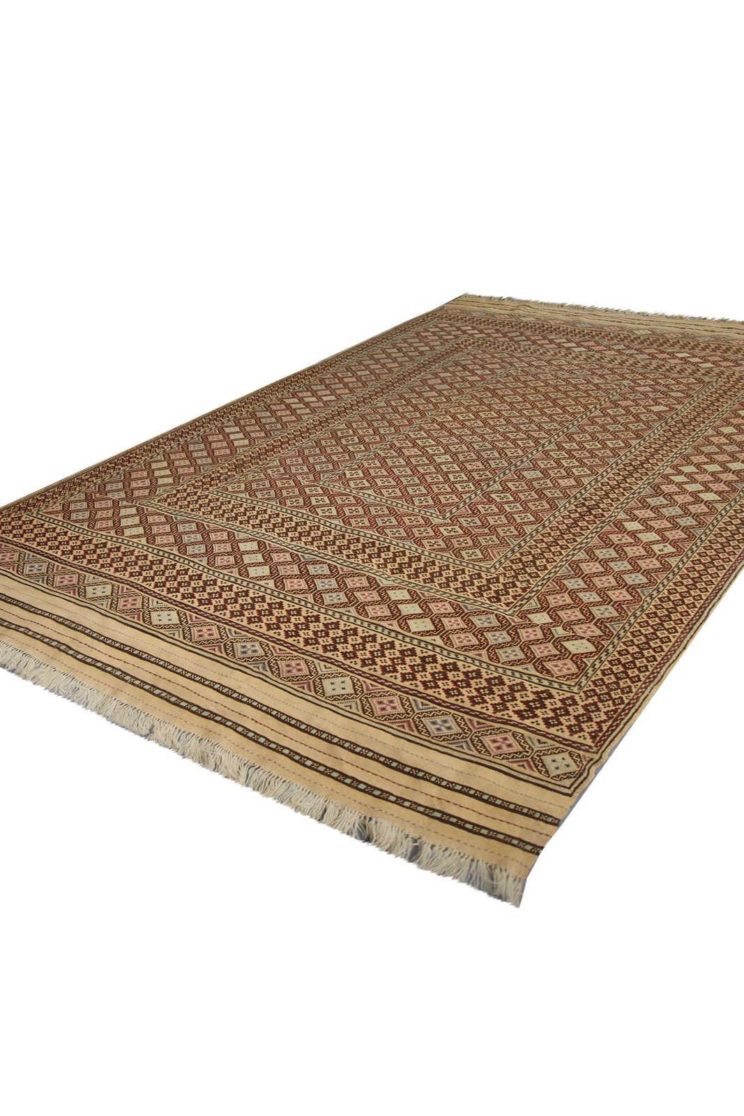 Tapis Soumak ancien brun, tissé à plat, d'époque, fait main photo Textiles