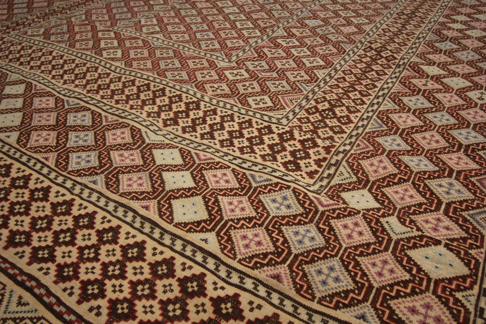 Old Brown Sumak Rug Handmade Flat Woven Oriental Antique Area Rug photo 2300.0