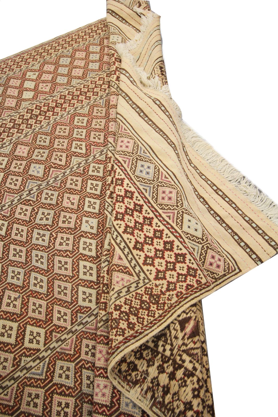photo vinterior Old Brown Sumak Rug Handmade Flat Woven Oriental Antique Area Rug