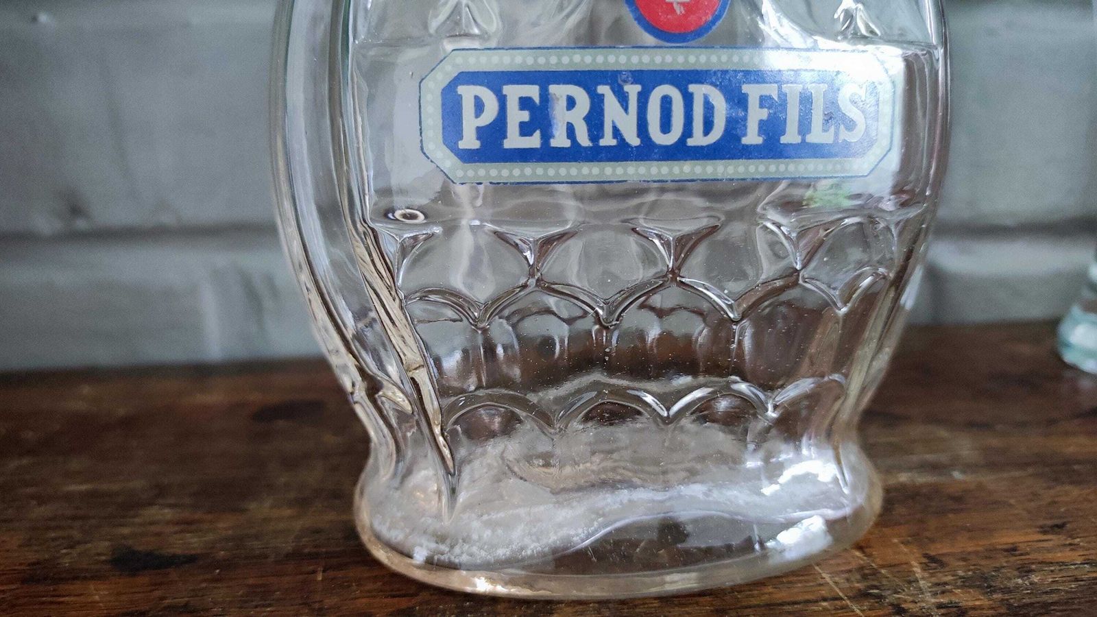 108.0 Vintage Pernod Fils Pitcher Drink And 2 Glasses: 1940s French Barware photo