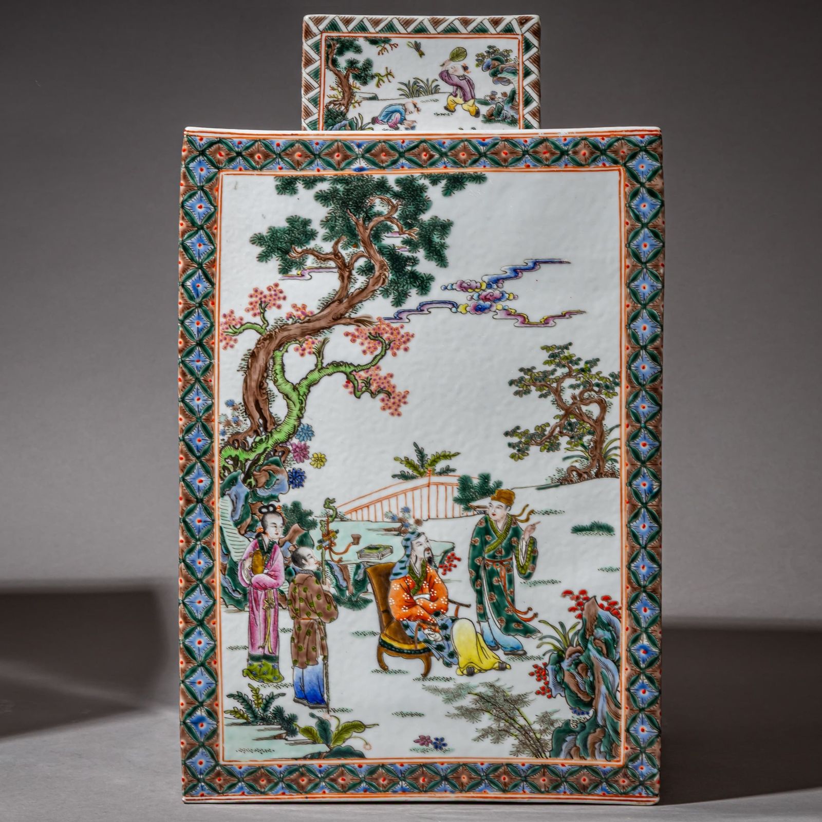 photo for sale Pair Of Large Chinese Export Tea Caddies, Famille Rose, Mid 20th Century