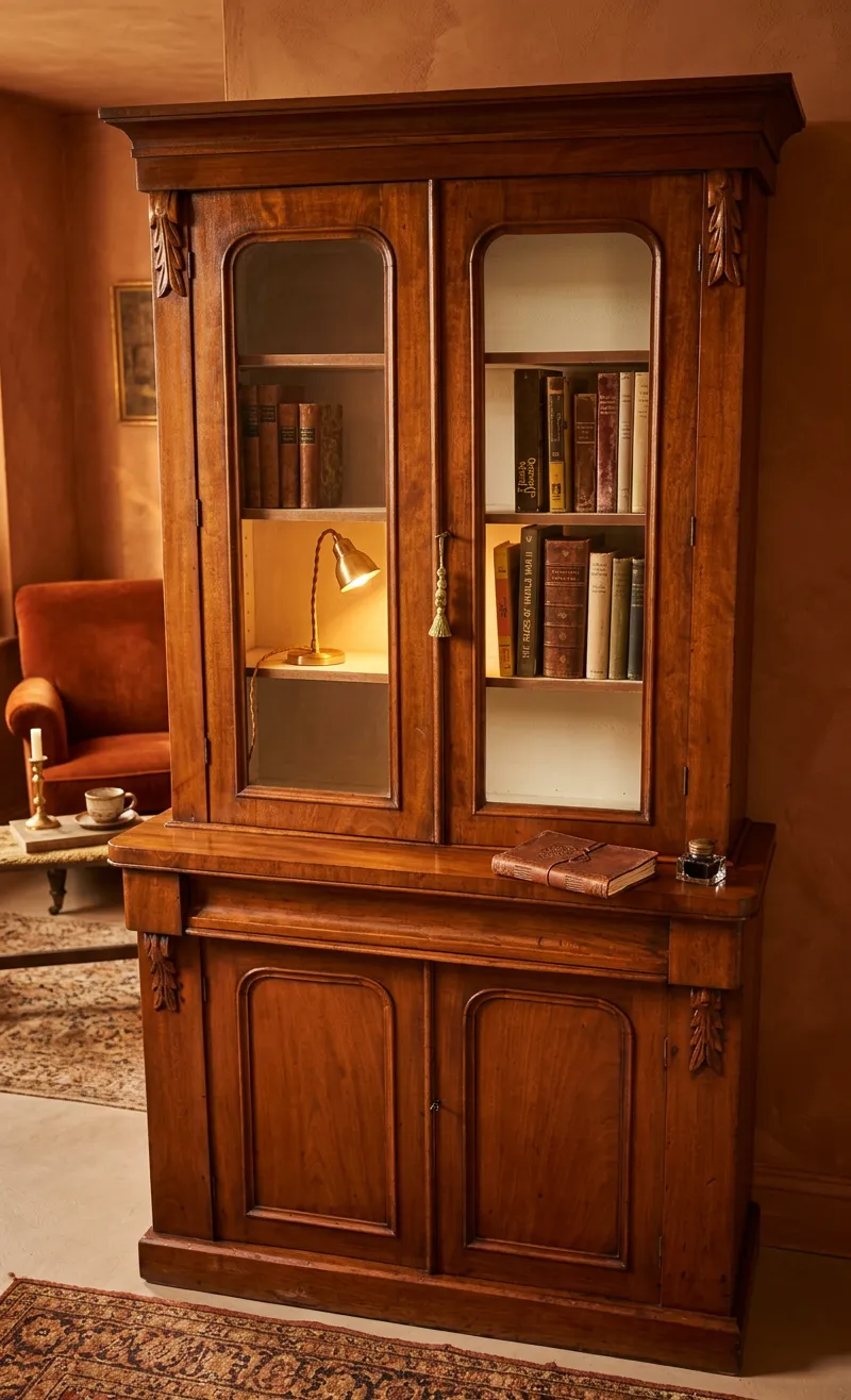 Antique Victorian School Library Styled Bookcase With Bottom Sorage And Draw photo for sale