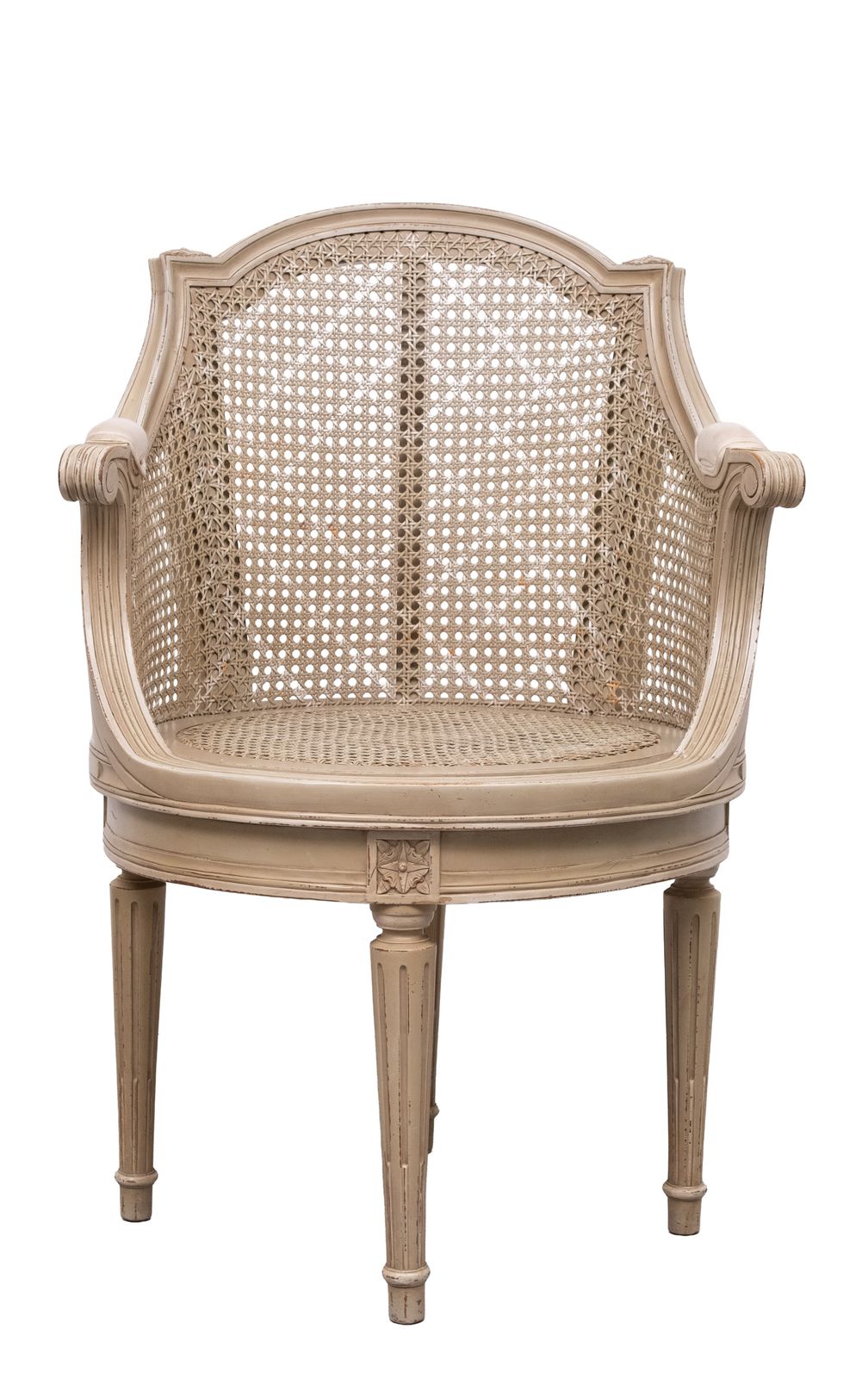 Louis XVI-stijl bureaustoel met rieten bekleding, draaibaar photo buy
