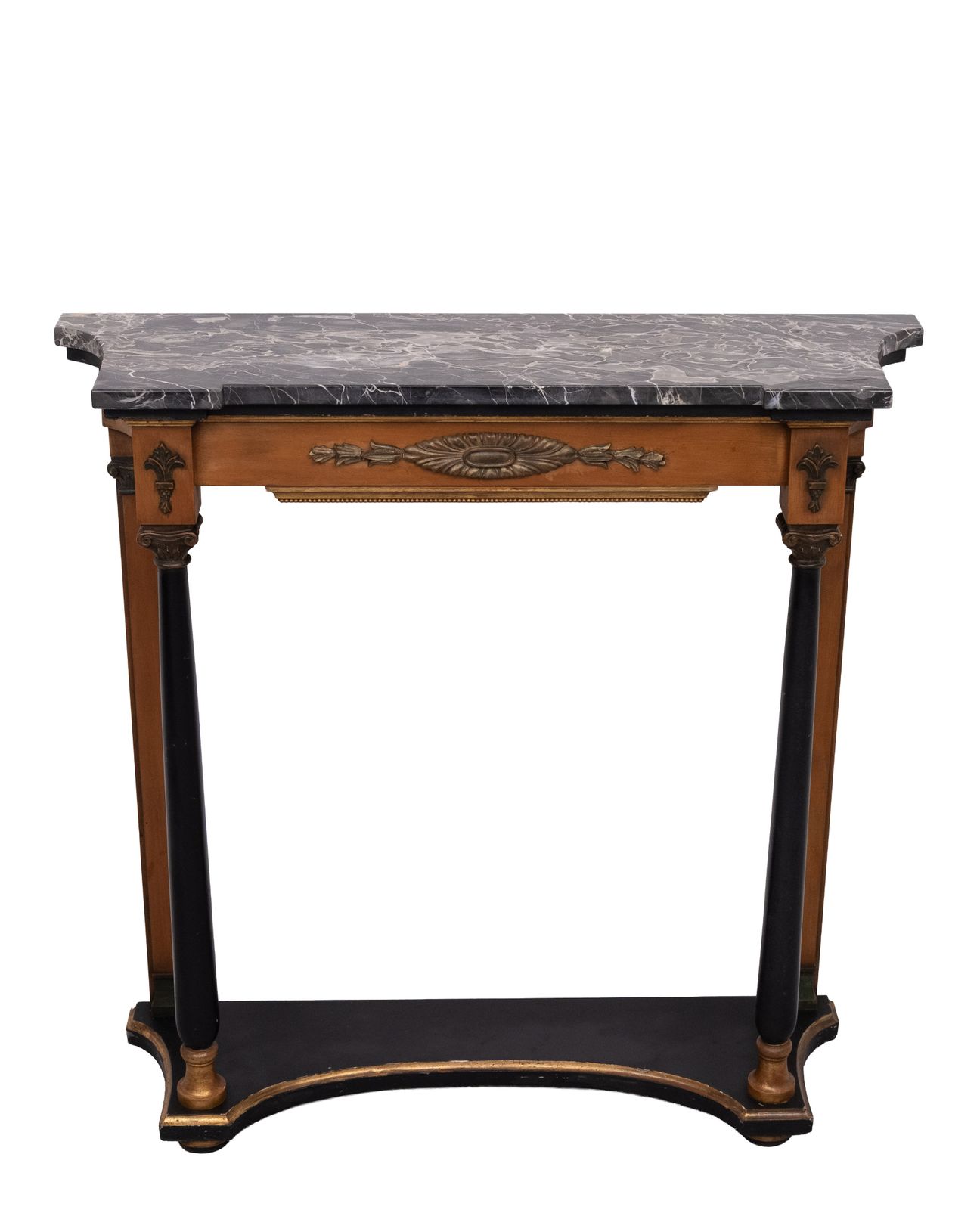Elegant Italian Console , Black Marble Top, 1950s Empire Revival photo furniture