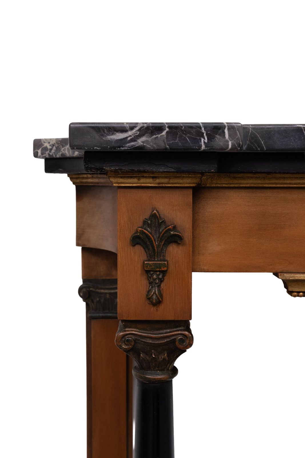Elegant Italian Console , Black Marble Top, 1950s Empire Revival photo vintage