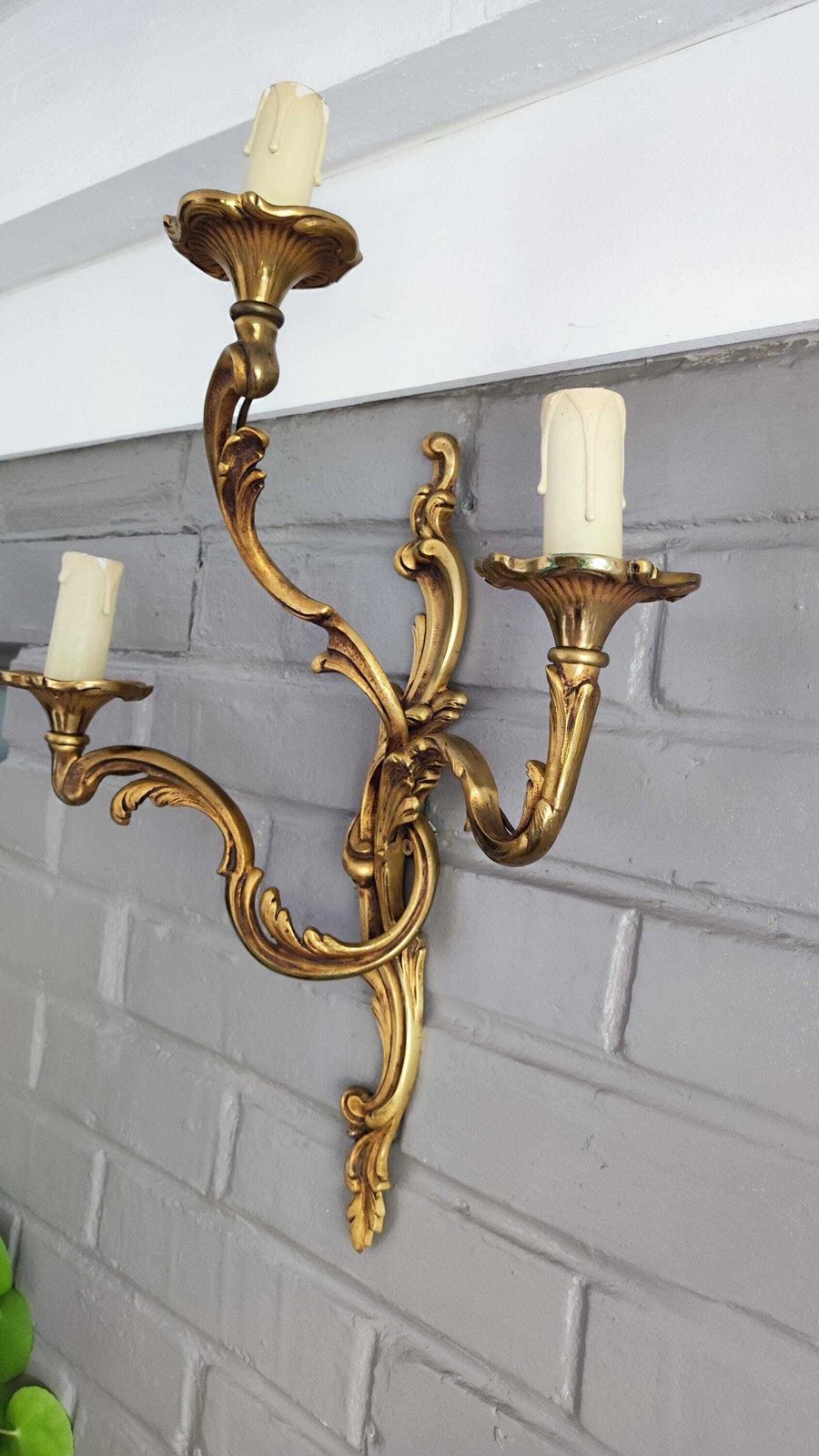 photo for sale French Rococo Gilt Bronze Wall Sconce Vintage Louis XV Style With 3 Lights