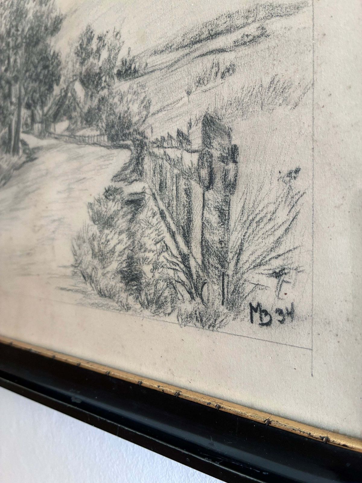 Vintage Original Farmhouse Drawing, 1934 Cottage Countryside Art photo for sale