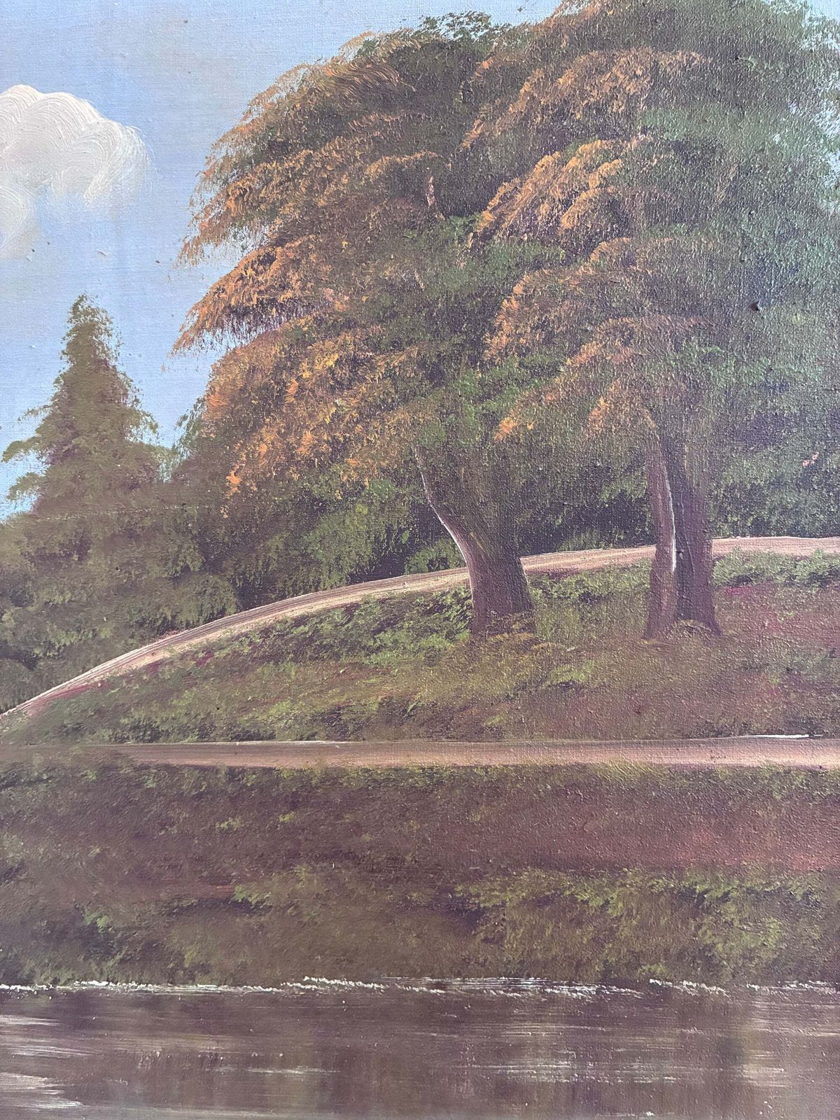 Vintage Original Landscape Oil Painting, Signed Countryside Art, C. 1930 photo Art