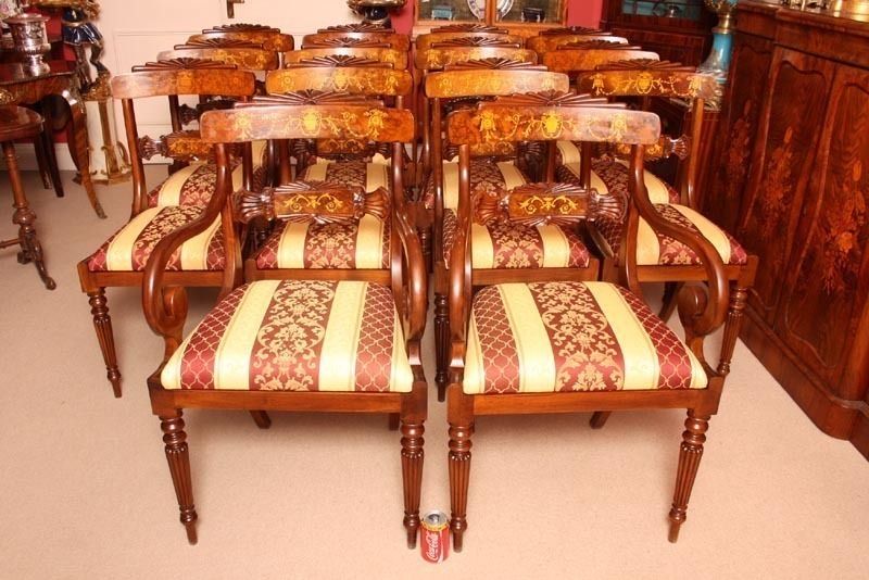 Huge Bespoke Marquetry Dining Table 16 Chairs Extending Walnut photo buy