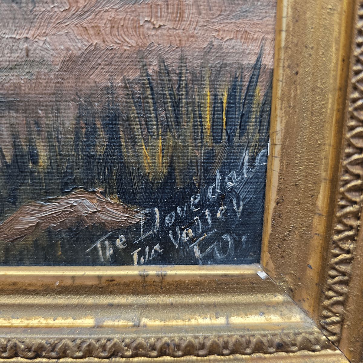 Old Painting Titled The Dovedale, From Around 1900 photo furniture