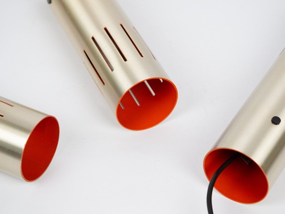 photo furniture Vintage messing Trombone hanglampen van Jo Hammerborg voor Fog & Mørup, ca. jaren 1960, set van 3