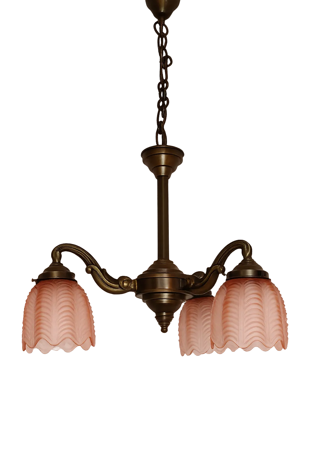 Art Deco bronzen kroonluchter, jaren 1920.