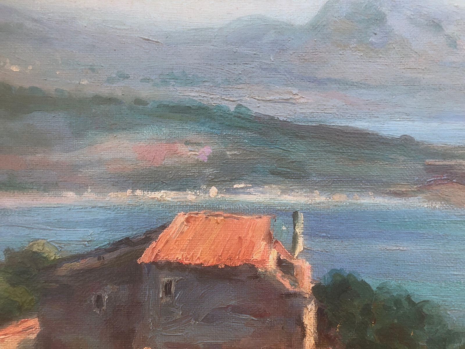 Joaquin Asensio Marine Catalan Mediterranean Seascape With Farmhouse Spanish Impressionist Oil Canvas C.1950 photo buy