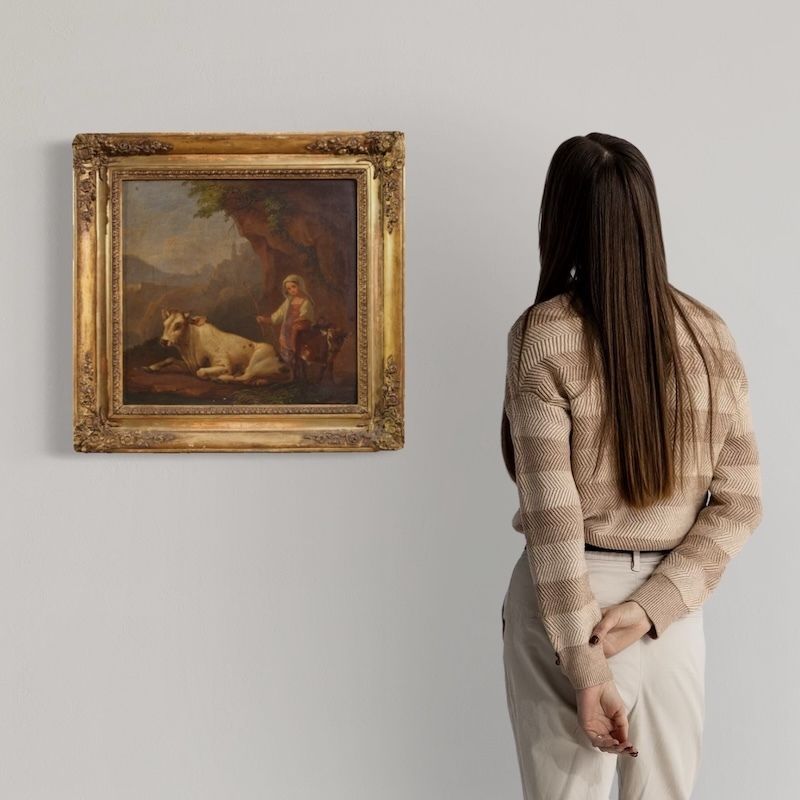 Tableau d'époque XIXe siècle, paysage bucolique photo furniture
