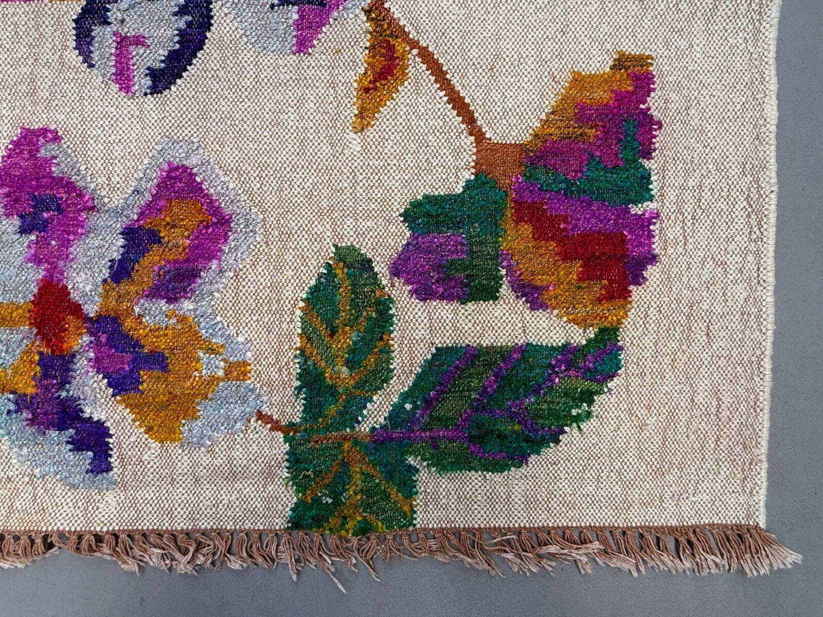 Vintage Rose Kilim Vloerkleed 170x240cm Shabby Wol en Zijde, Boho Medium 2544 photo buy