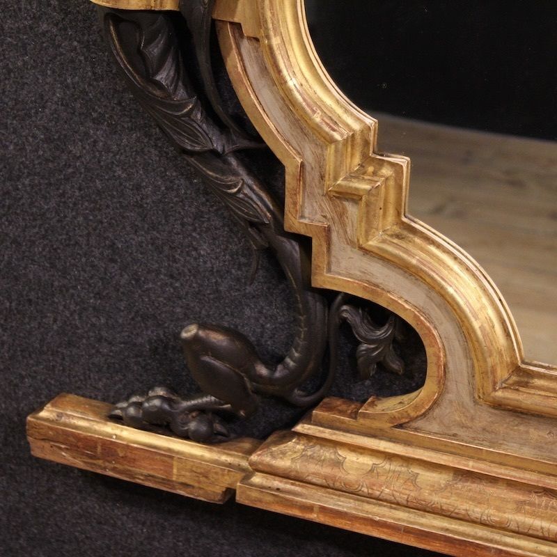 Miroir italien laqué et doré, XIXe siècle photo Décoration