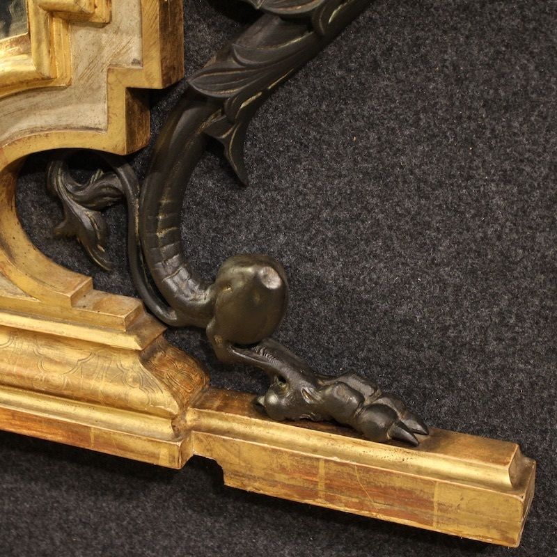 Miroir italien laqué et doré, XIXe siècle photo 3000.0