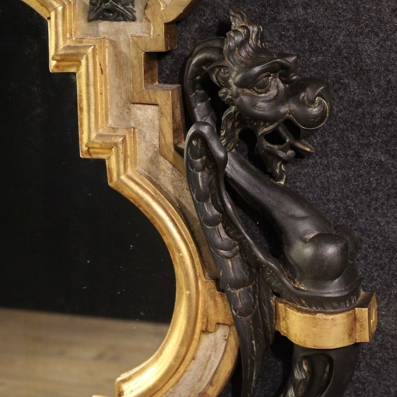 3000.0 Miroir italien laqué et doré, XIXe siècle photo