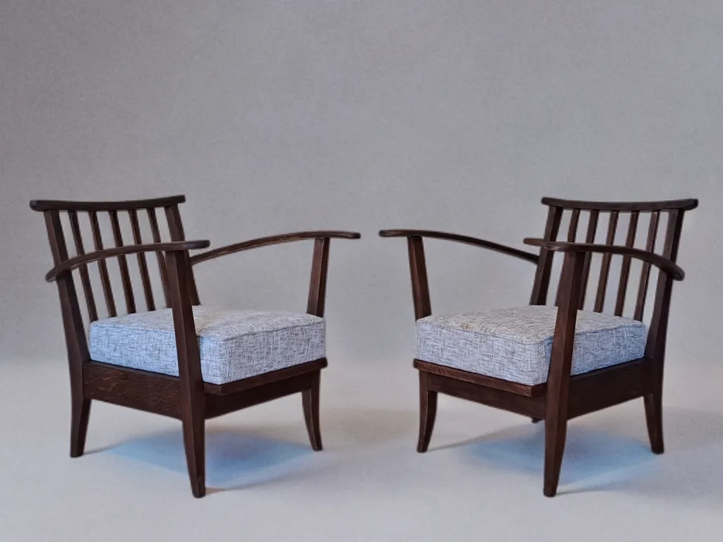 Fauteuils mid-century tchèques en chêne, années 1950, lot de 2 photo for sale
