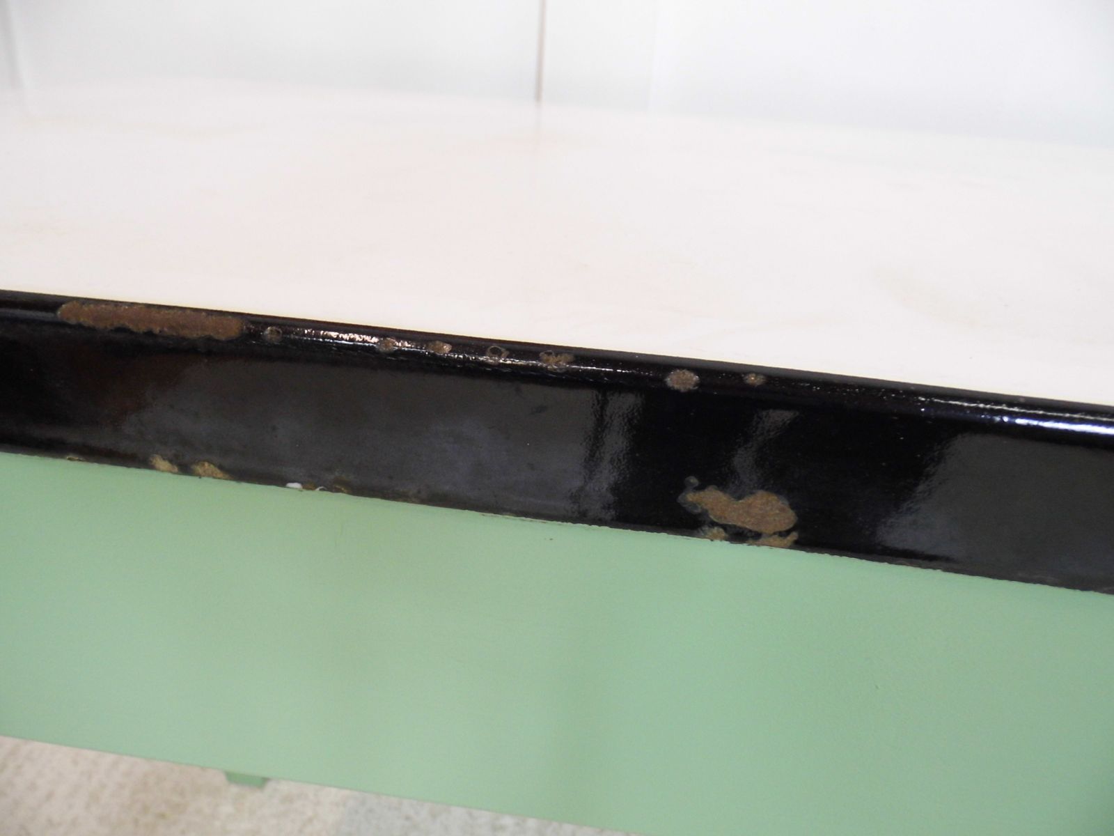 264.0 Vintage Enamel Topped 1950s Kitchen Prep Pastry Table Or Vintage Office Desk photo