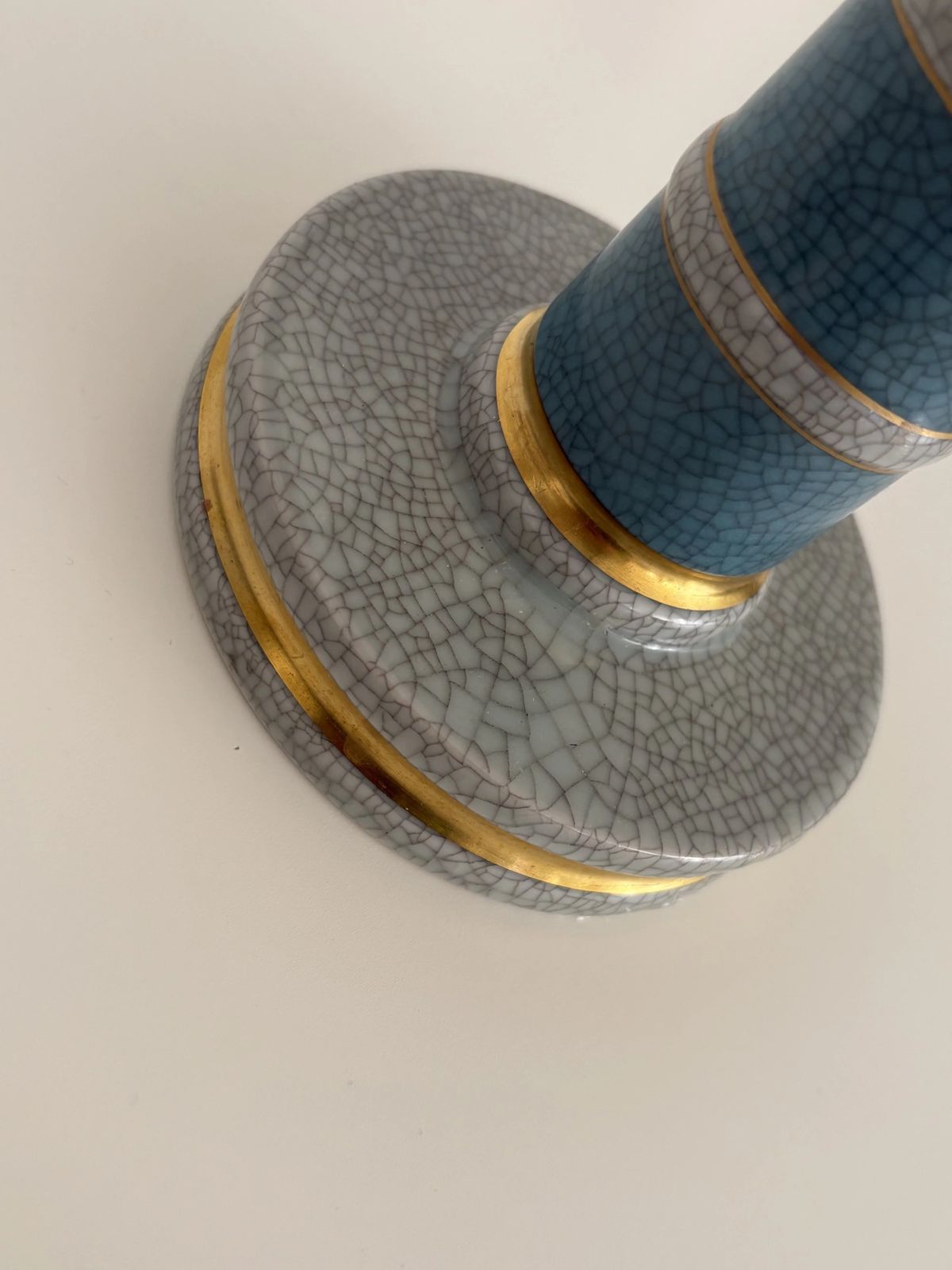 Royal Copenhagen Craquelé Candlestick By Thorkild Olsen, Denmark Circa1959 photo Home Decor
